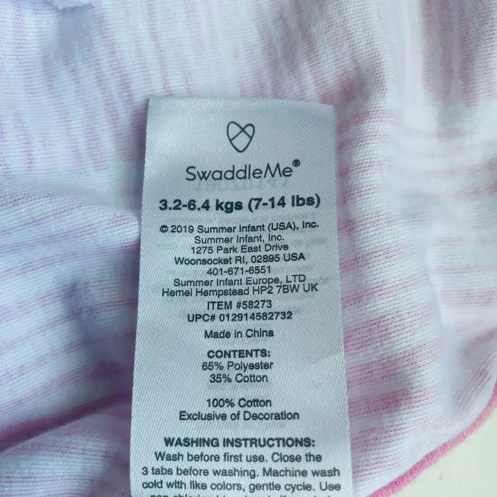 SwaddleMe Natural Position 2-in 1 Swaddle Easy Change Zipper Pink 7-14 lbs